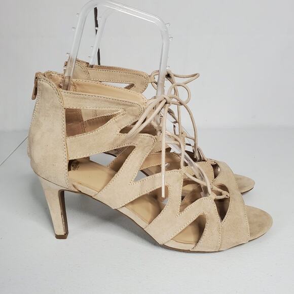 Fergalicious Heartthrob Faux Suede Gladiator Strappy Lace Up Sandals - Picture 5 of 12